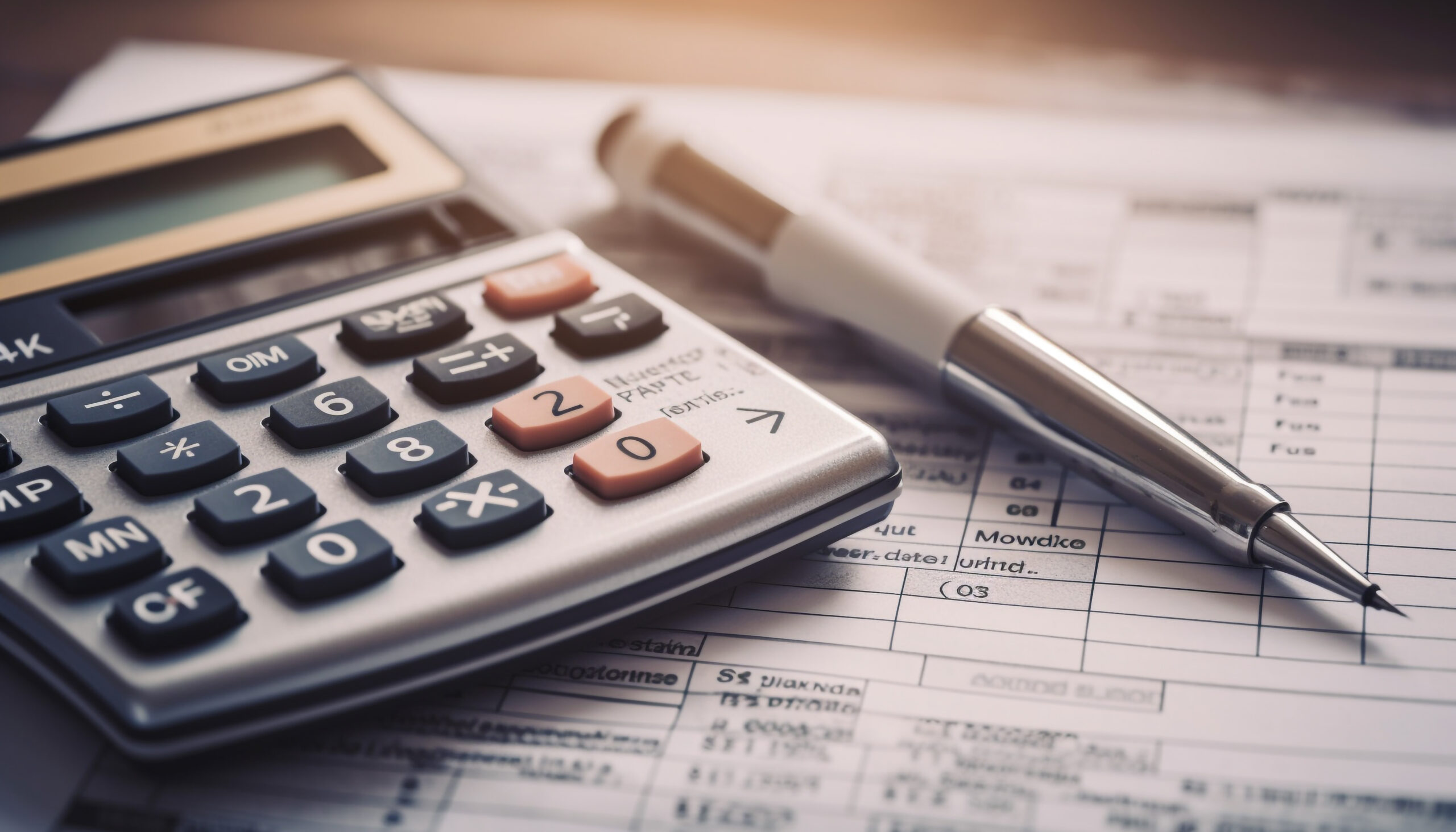 Calculating investment growth with selective focus macro shot generated by artificial intelligence